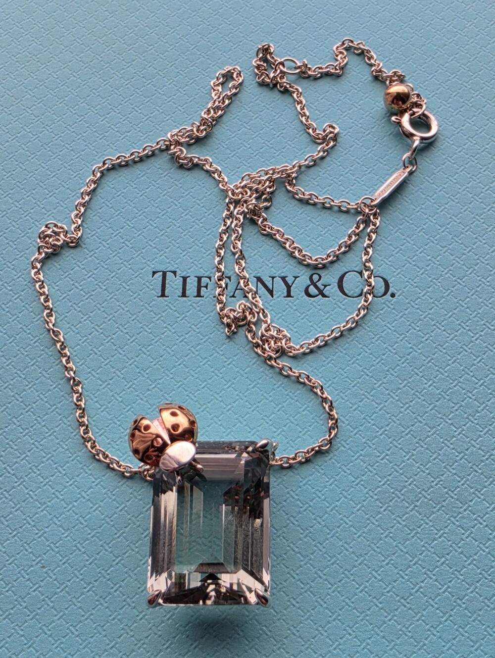 Tiffany & Co. Prasiolite 18k Gold Sterling Silver Love Bug Lady Bug Necklace